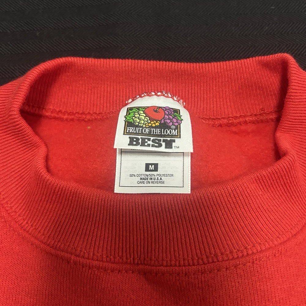 Vintage Fruit Of The Loom Crew Neck Sweatshirt Men's Medium Santa Fe Red USA - Picture 2 of 7